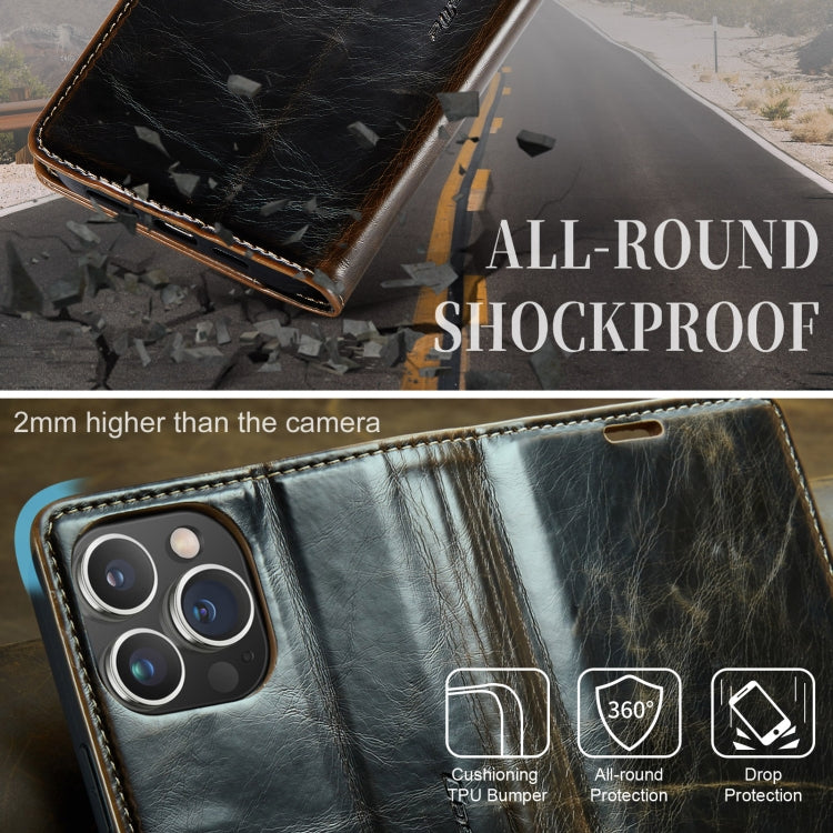 For iPhone 13 Pro Max CaseMe 003 Crazy Horse Texture Leather Phone Case