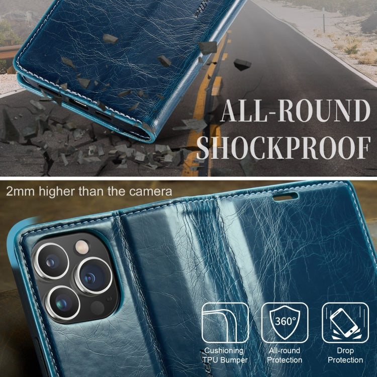 For iPhone 13 Pro Max CaseMe 003 Crazy Horse Texture Leather Phone Case