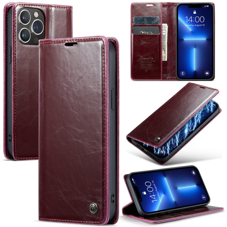 For iPhone 13 Pro Max CaseMe 003 Crazy Horse Texture Leather Phone Case
