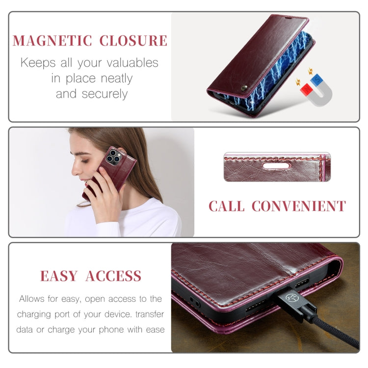 For iPhone 13 Pro Max CaseMe 003 Crazy Horse Texture Leather Phone Case