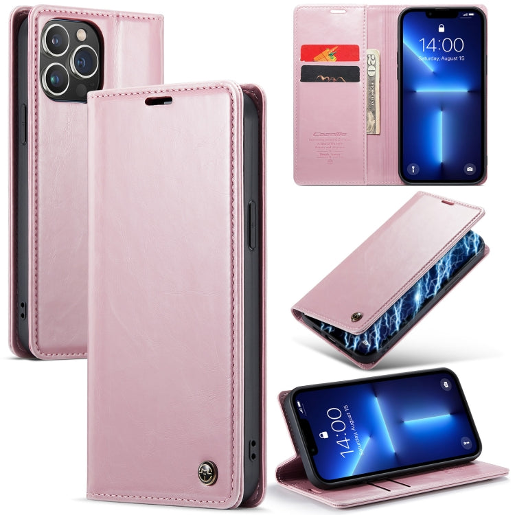 For iPhone 13 Pro Max CaseMe 003 Crazy Horse Texture Leather Phone Case