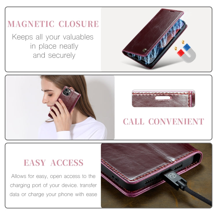 For iPhone 14 CaseMe 003 Crazy Horse Texture Leather Phone Case