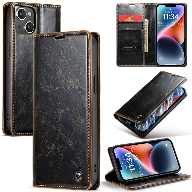 For iPhone 14 Plus CaseMe 003 Crazy Horse Texture Leather Phone Case