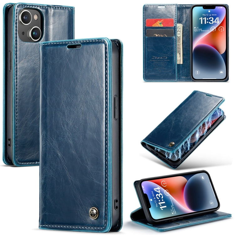 For iPhone 14 Plus CaseMe 003 Crazy Horse Texture Leather Phone Case