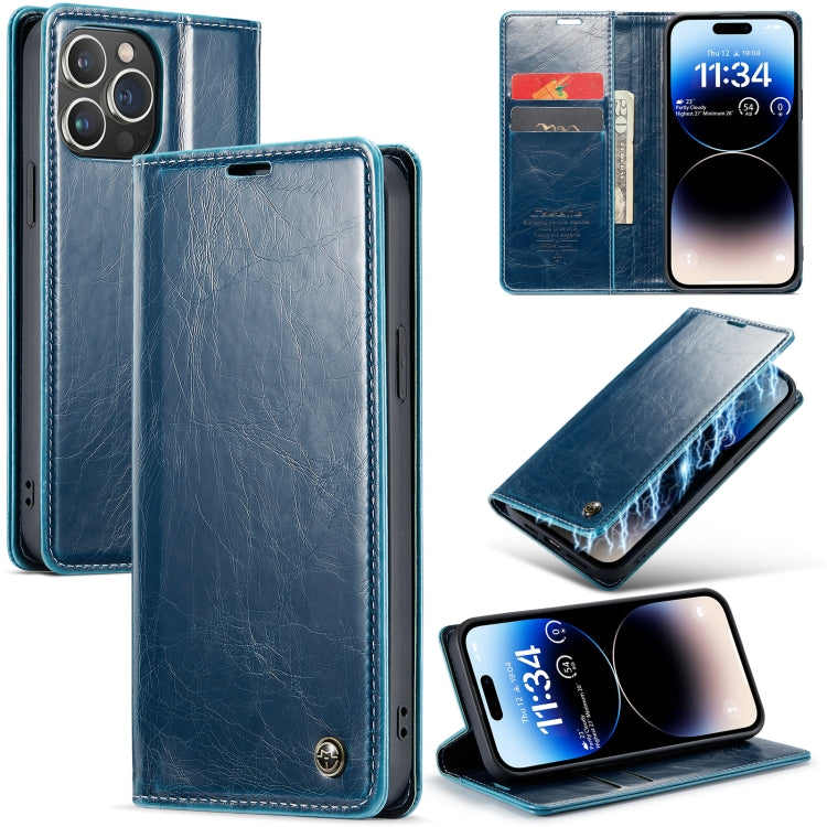 For iPhone 14 Pro CaseMe 003 Crazy Horse Texture Leather Phone Case