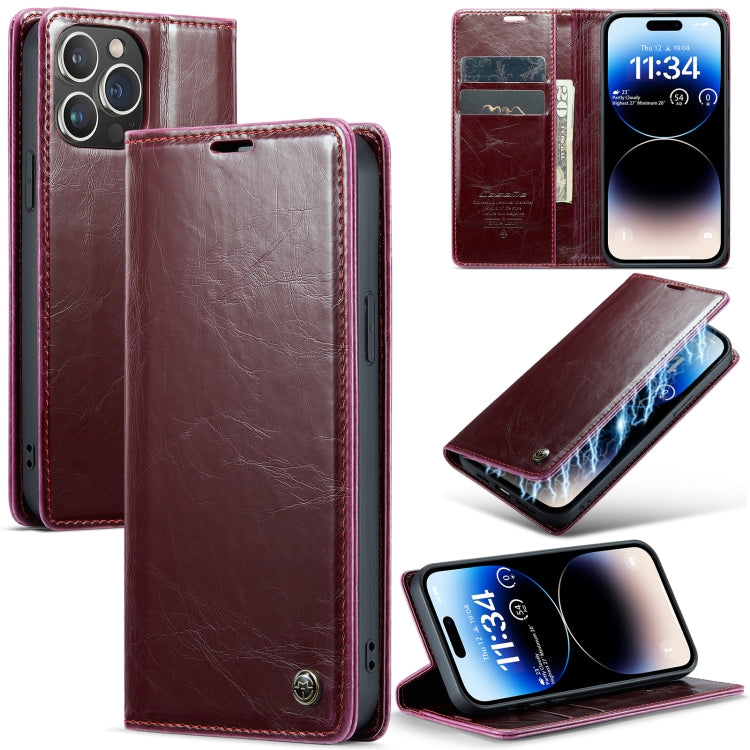 For iPhone 14 Pro CaseMe 003 Crazy Horse Texture Leather Phone Case
