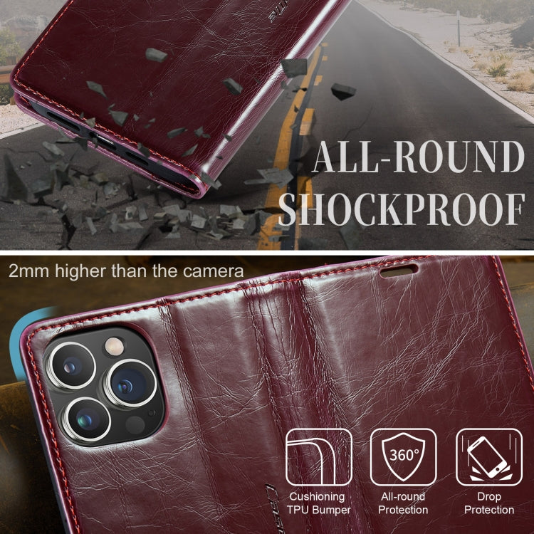 For iPhone 14 Pro CaseMe 003 Crazy Horse Texture Leather Phone Case