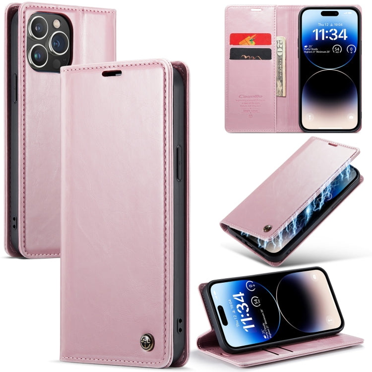 For iPhone 14 Pro CaseMe 003 Crazy Horse Texture Leather Phone Case