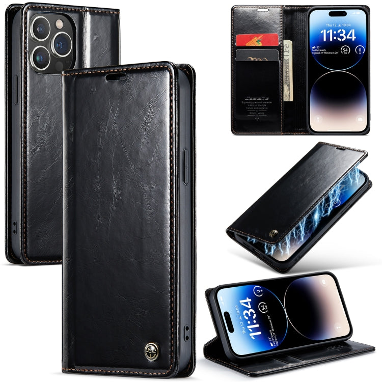 For iPhone 14 Pro Max CaseMe 003 Crazy Horse Texture Leather Phone Case