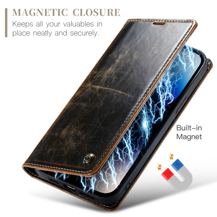 For iPhone 14 Pro Max CaseMe 003 Crazy Horse Texture Leather Phone Case