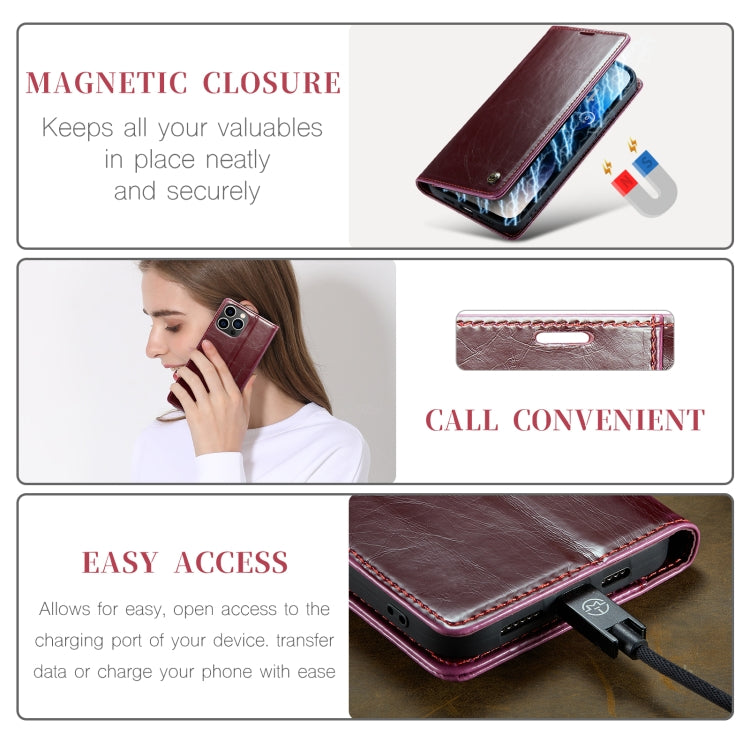 For iPhone 14 Pro Max CaseMe 003 Crazy Horse Texture Leather Phone Case