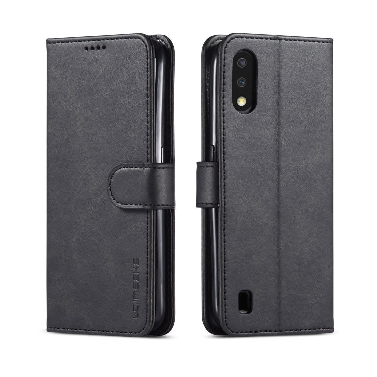 For Galaxy A01 LC.IMEEKE Calf Texture Horizontal Flip Leather Case, with Holder & Card Slots & Wallet & Photo Frame