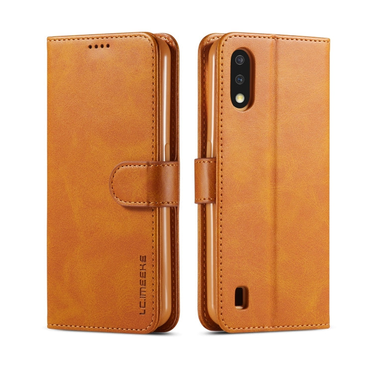 For Galaxy A01 LC.IMEEKE Calf Texture Horizontal Flip Leather Case, with Holder & Card Slots & Wallet & Photo Frame