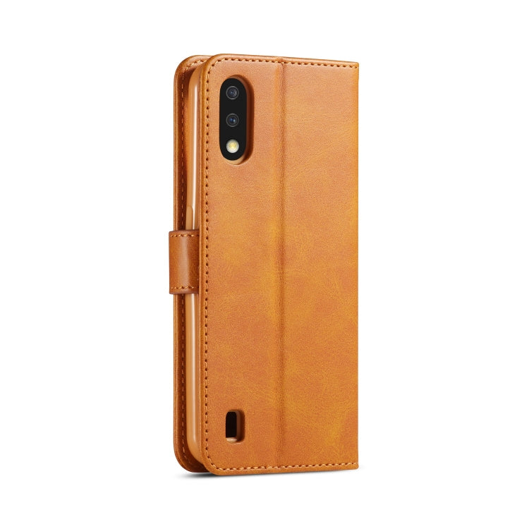 For Galaxy A01 LC.IMEEKE Calf Texture Horizontal Flip Leather Case, with Holder & Card Slots & Wallet & Photo Frame