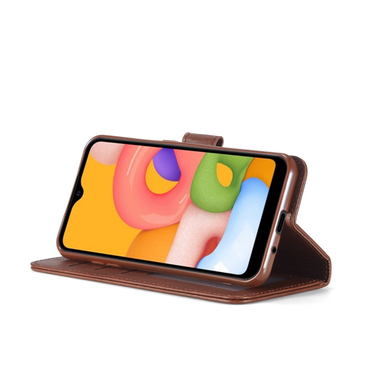 For Galaxy A01 LC.IMEEKE Calf Texture Horizontal Flip Leather Case, with Holder & Card Slots & Wallet & Photo Frame