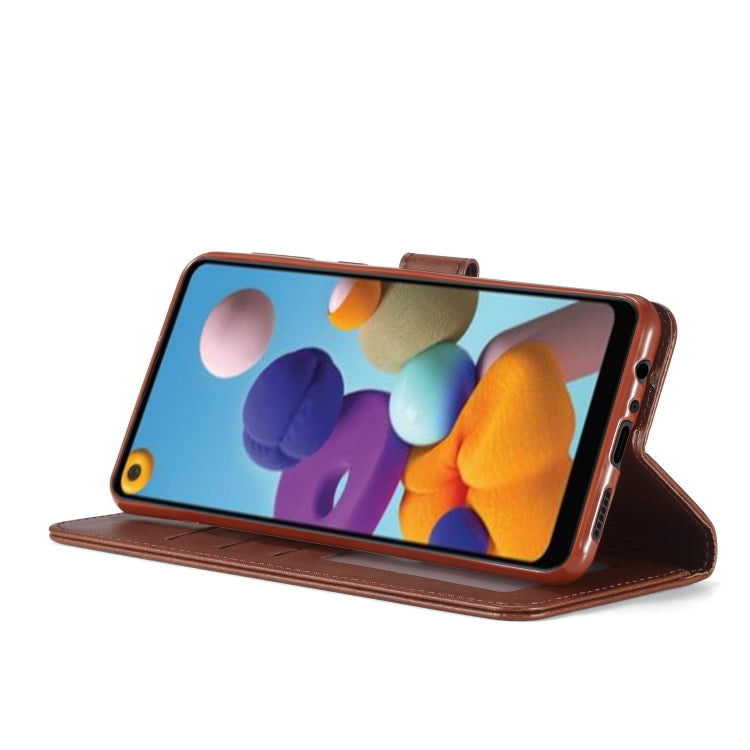 For Galaxy A21 LC.IMEEKE Calf Texture Horizontal Flip Leather Case, with Holder & Card Slots & Wallet & Photo Frame