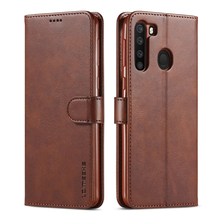 For Galaxy A21 LC.IMEEKE Calf Texture Horizontal Flip Leather Case, with Holder & Card Slots & Wallet & Photo Frame