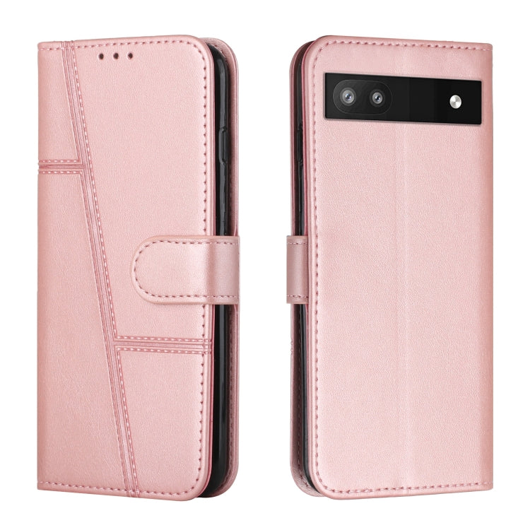 For Google Pixel 6a Stitching Calf Texture Buckle Leather Phone Case