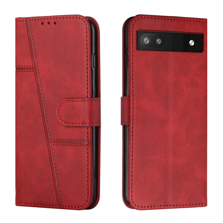 For Google Pixel 6a Stitching Calf Texture Buckle Leather Phone Case