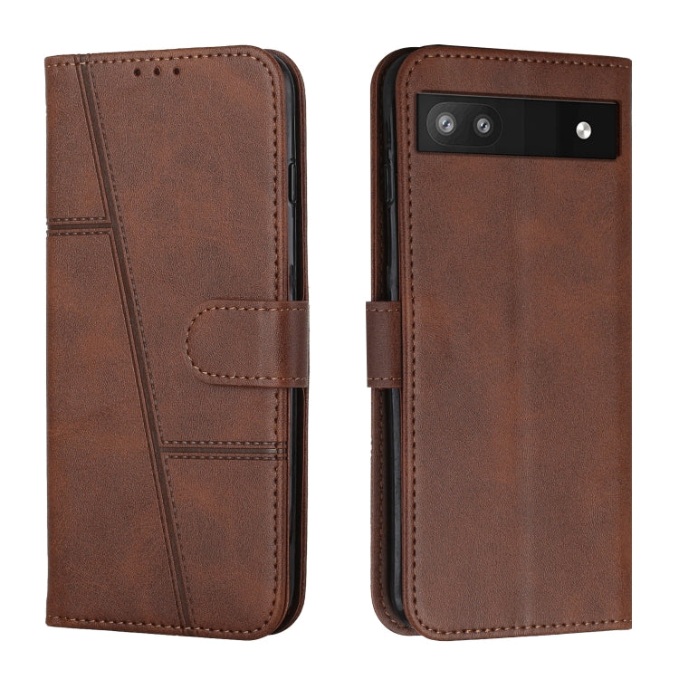 For Google Pixel 6a Stitching Calf Texture Buckle Leather Phone Case