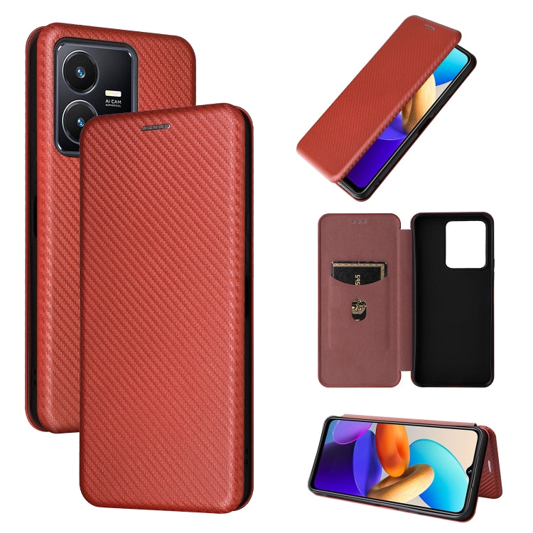 For vivo Y22s / Y35 Carbon Fiber Texture Leather Phone Case