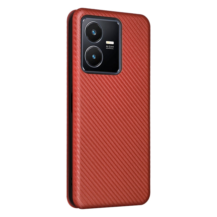 For vivo Y22s / Y35 Carbon Fiber Texture Leather Phone Case