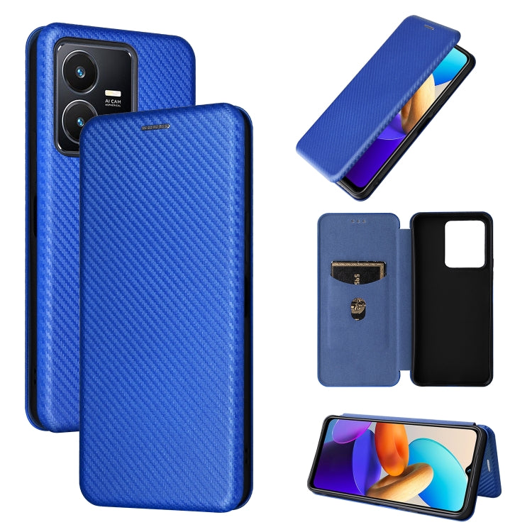 For vivo Y22s / Y35 Carbon Fiber Texture Leather Phone Case