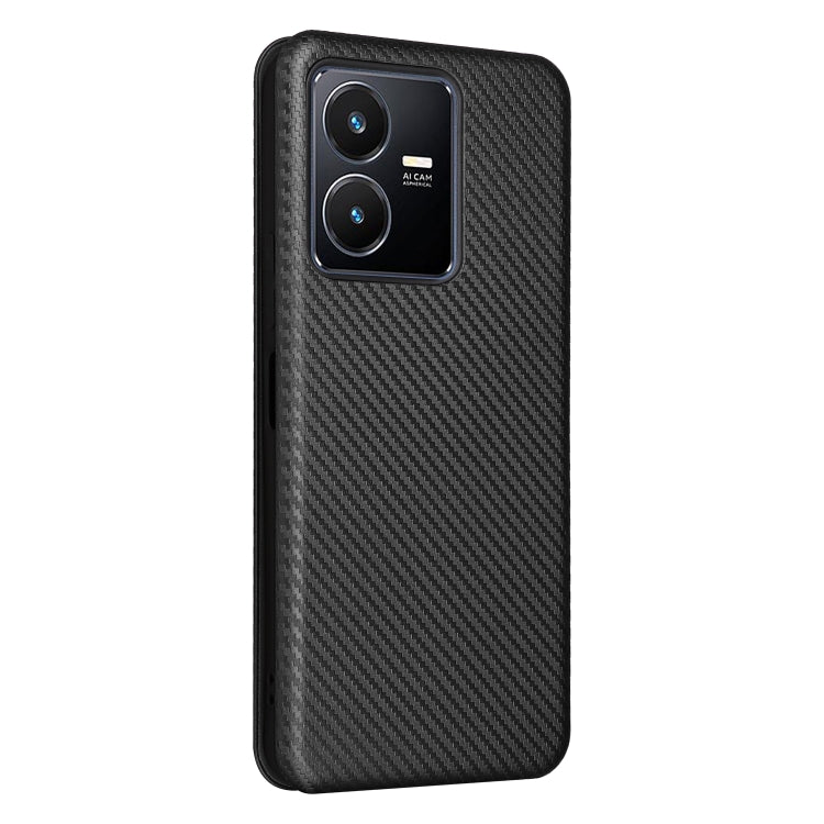 For vivo Y22s / Y35 Carbon Fiber Texture Leather Phone Case