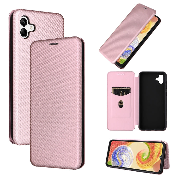 For Samsung Galaxy A04 4G Carbon Fiber Texture Leather Phone Case