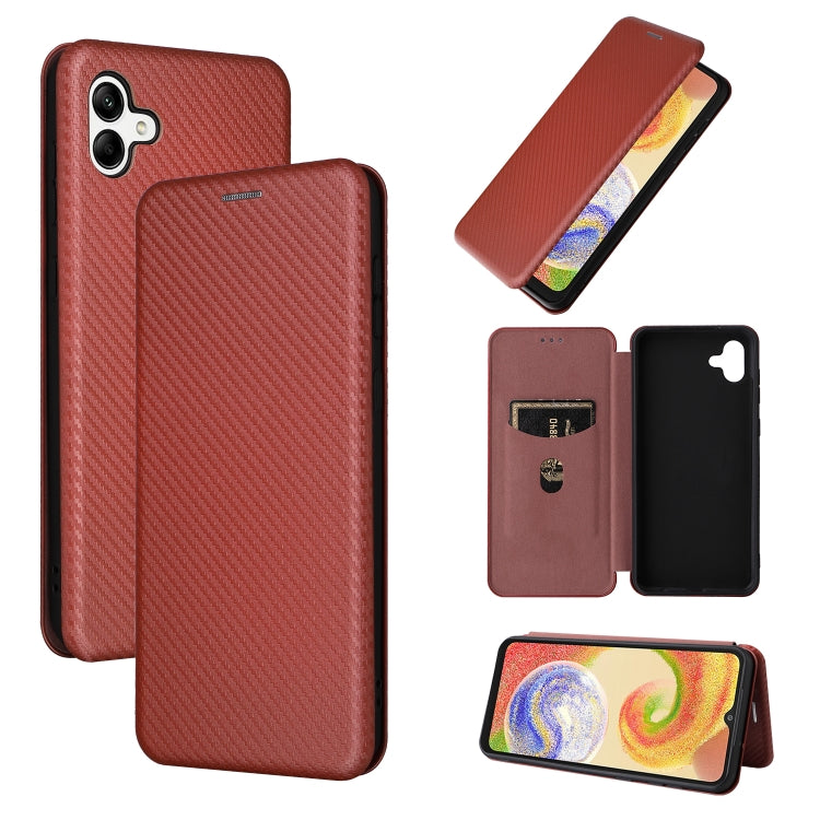 For Samsung Galaxy A04 4G Carbon Fiber Texture Leather Phone Case
