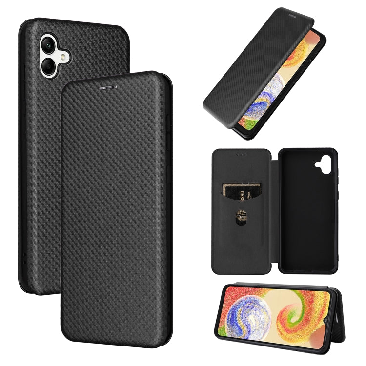 For Samsung Galaxy A04 4G Carbon Fiber Texture Leather Phone Case