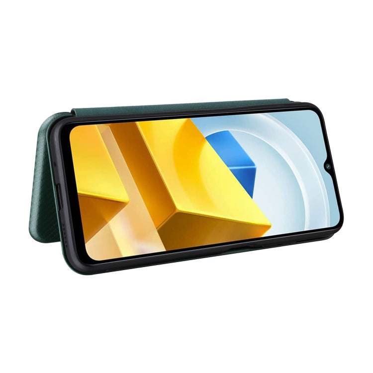 For Xiaomi Poco M5 4G Carbon Fiber Texture Leather Phone Case