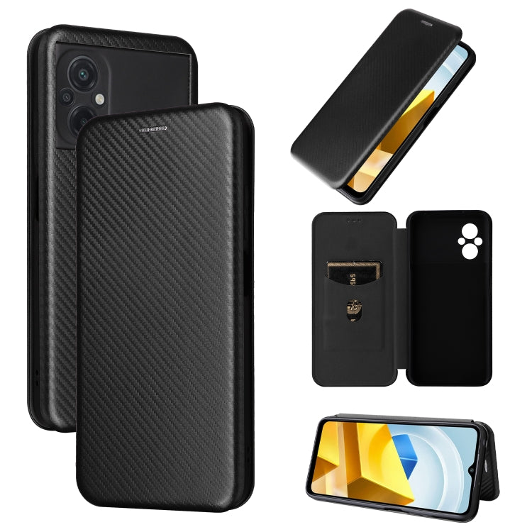For Xiaomi Poco M5 4G Carbon Fiber Texture Leather Phone Case