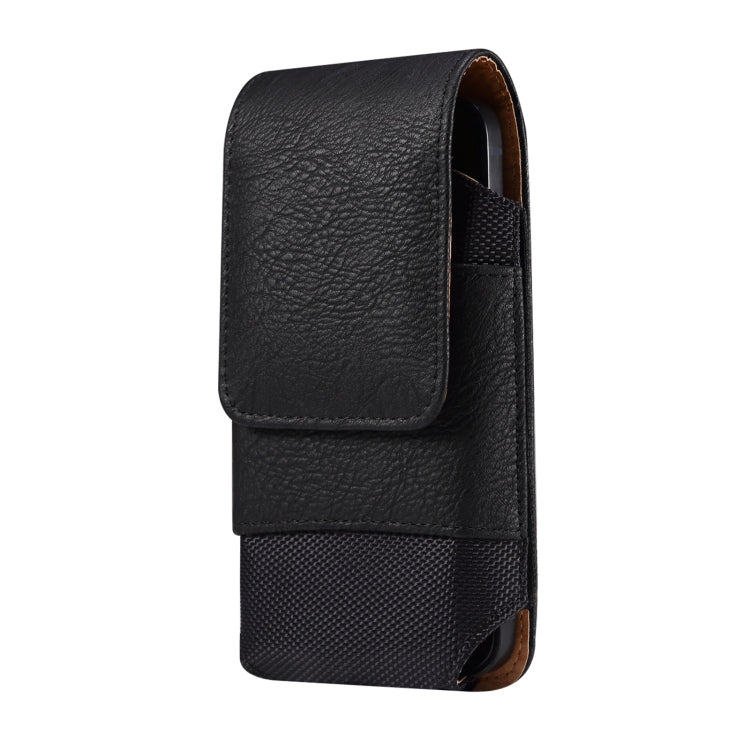 For 5.2 inch Mobile Phone Cowhide Texture Oxford Cloth Waist Bag