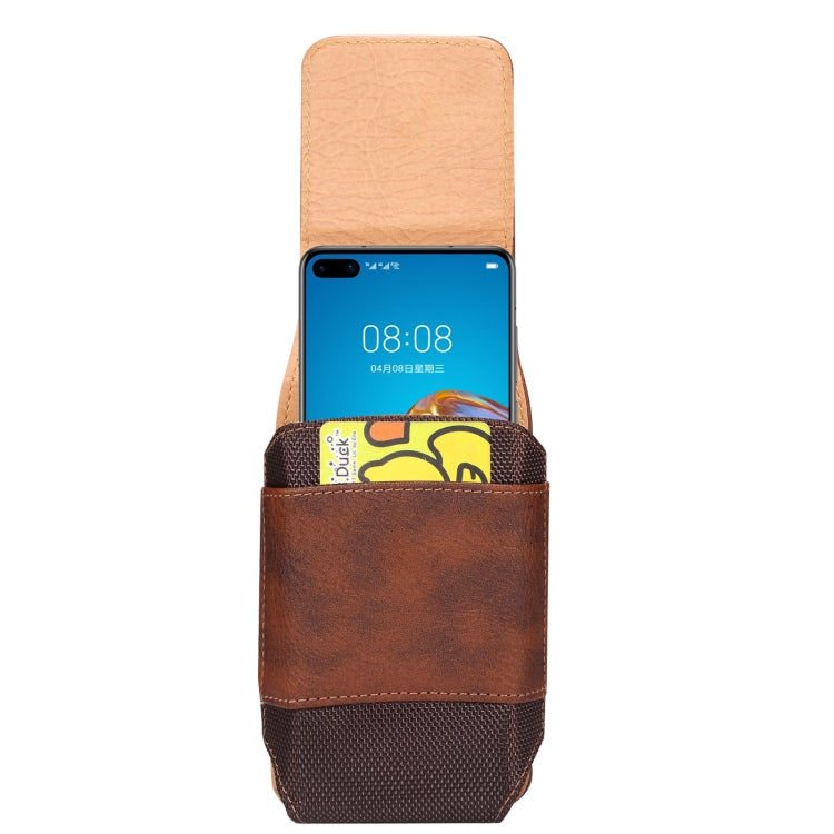 For 5.2 inch Mobile Phone Cowhide Texture Oxford Cloth Waist Bag