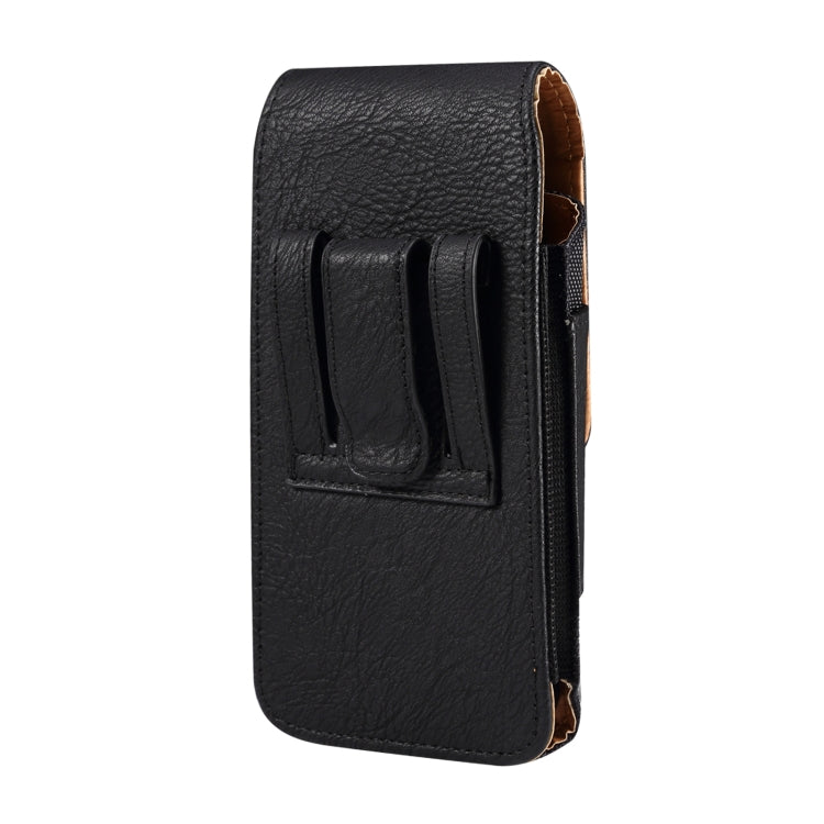 For 6.1 inch Mobile Phone Cowhide Texture Oxford Cloth Waist Bag