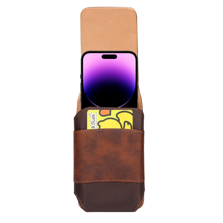 For 6.1 inch Mobile Phone Cowhide Texture Oxford Cloth Waist Bag