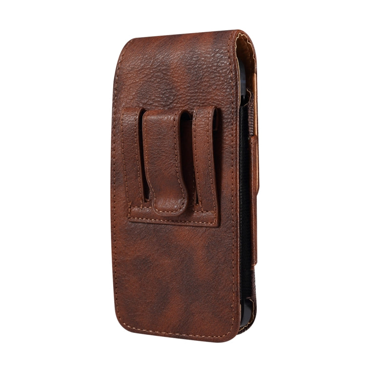 For 6.1 inch Mobile Phone Cowhide Texture Oxford Cloth Waist Bag