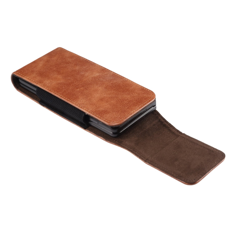 Lambskin Texture Leather Waist Bag for Folding Mobile Phone