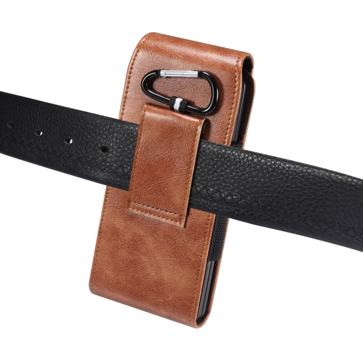 Lambskin Texture Leather Waist Bag for Folding Mobile Phone
