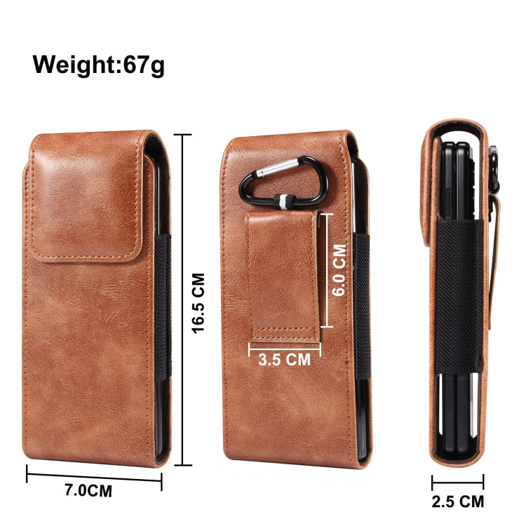 Lambskin Texture Leather Waist Bag for Folding Mobile Phone