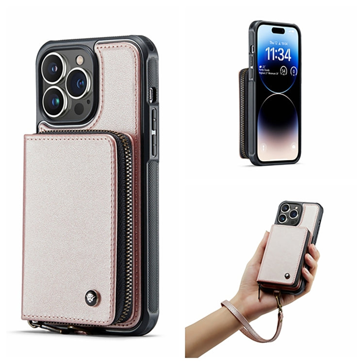 For iPhone 14 Pro JEEHOOD C22 Series Zipper Wallet Phone Case