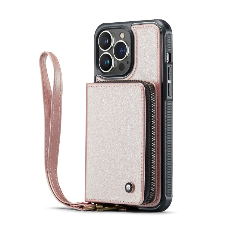For iPhone 14 Pro JEEHOOD C22 Series Zipper Wallet Phone Case