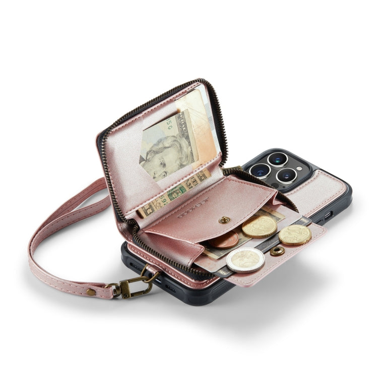 For iPhone 14 Pro JEEHOOD C22 Series Zipper Wallet Phone Case