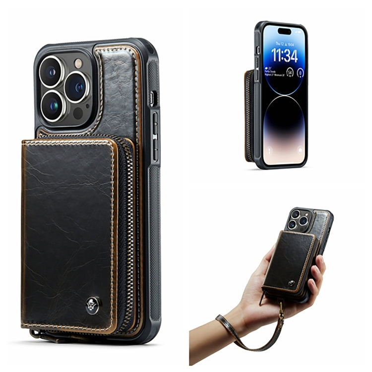 For iPhone 14 Pro JEEHOOD C22 Series Zipper Wallet Phone Case