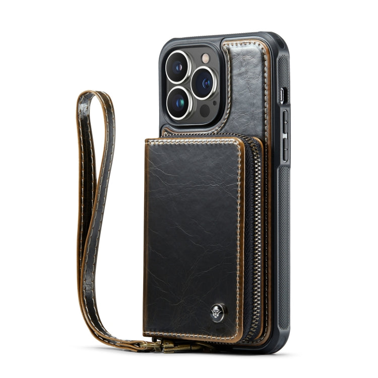 For iPhone 14 Pro JEEHOOD C22 Series Zipper Wallet Phone Case