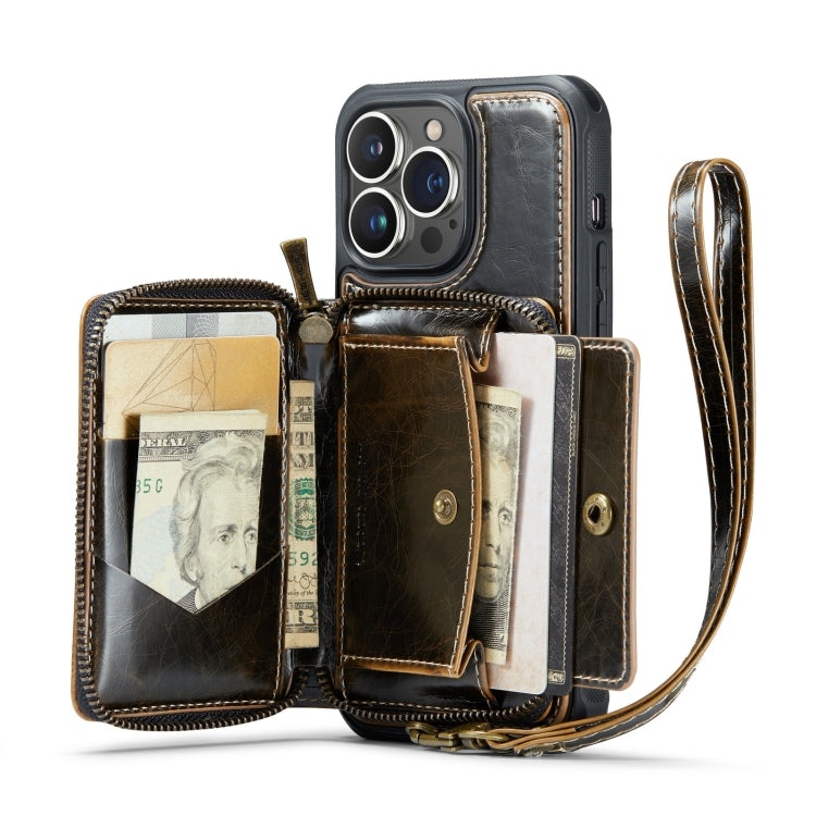For iPhone 14 Pro JEEHOOD C22 Series Zipper Wallet Phone Case