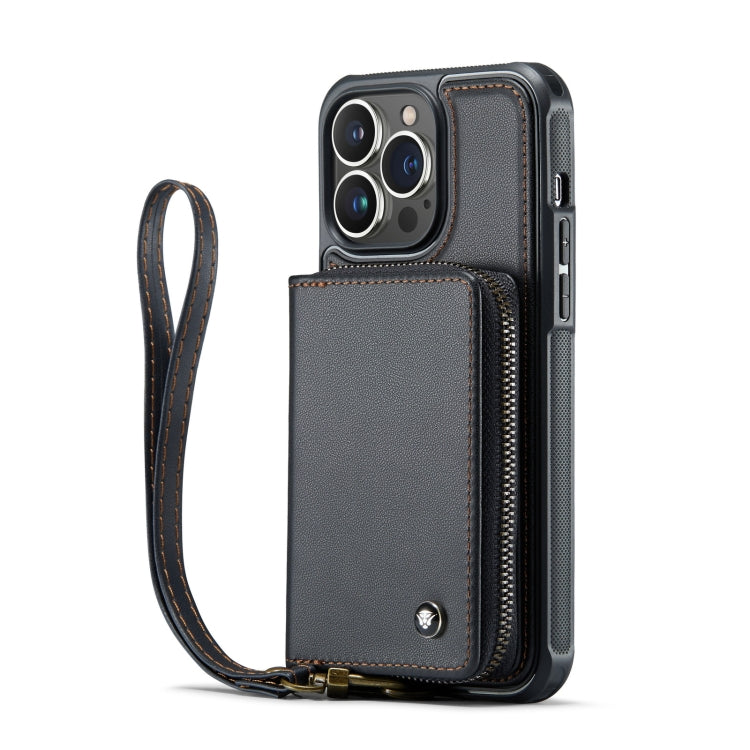 For iPhone 14 Pro Max JEEHOOD C22 Series Zipper Wallet Phone Case
