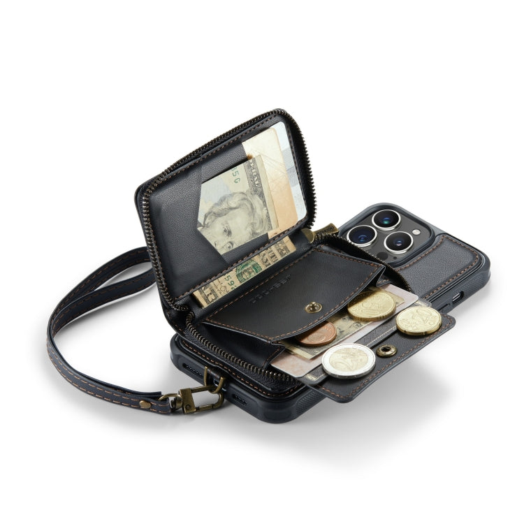 For iPhone 14 Pro Max JEEHOOD C22 Series Zipper Wallet Phone Case