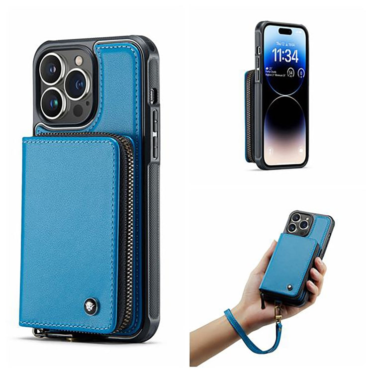 For iPhone 14 Pro Max JEEHOOD C22 Series Zipper Wallet Phone Case